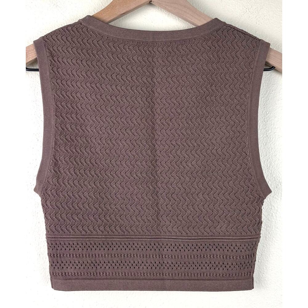 Babaton Aritzia Pointelle Cropped Sweater Tank Size Small in Deep Taupe - Picture 10 of 12